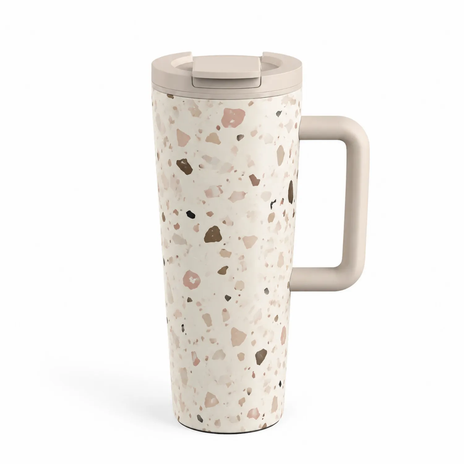 Tasse de voyage isotherme à motif terrazzo avec anse 450ml