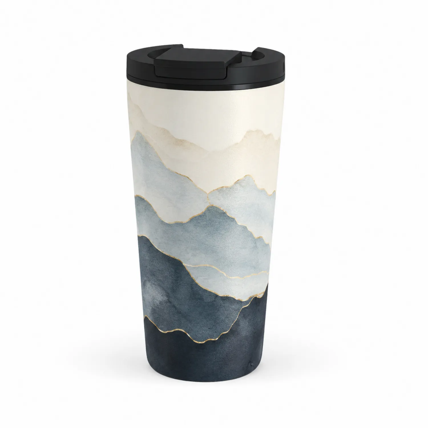 Tasse de Voyage Isotherme Montagne 350ml - Bleu/Noir/Beige