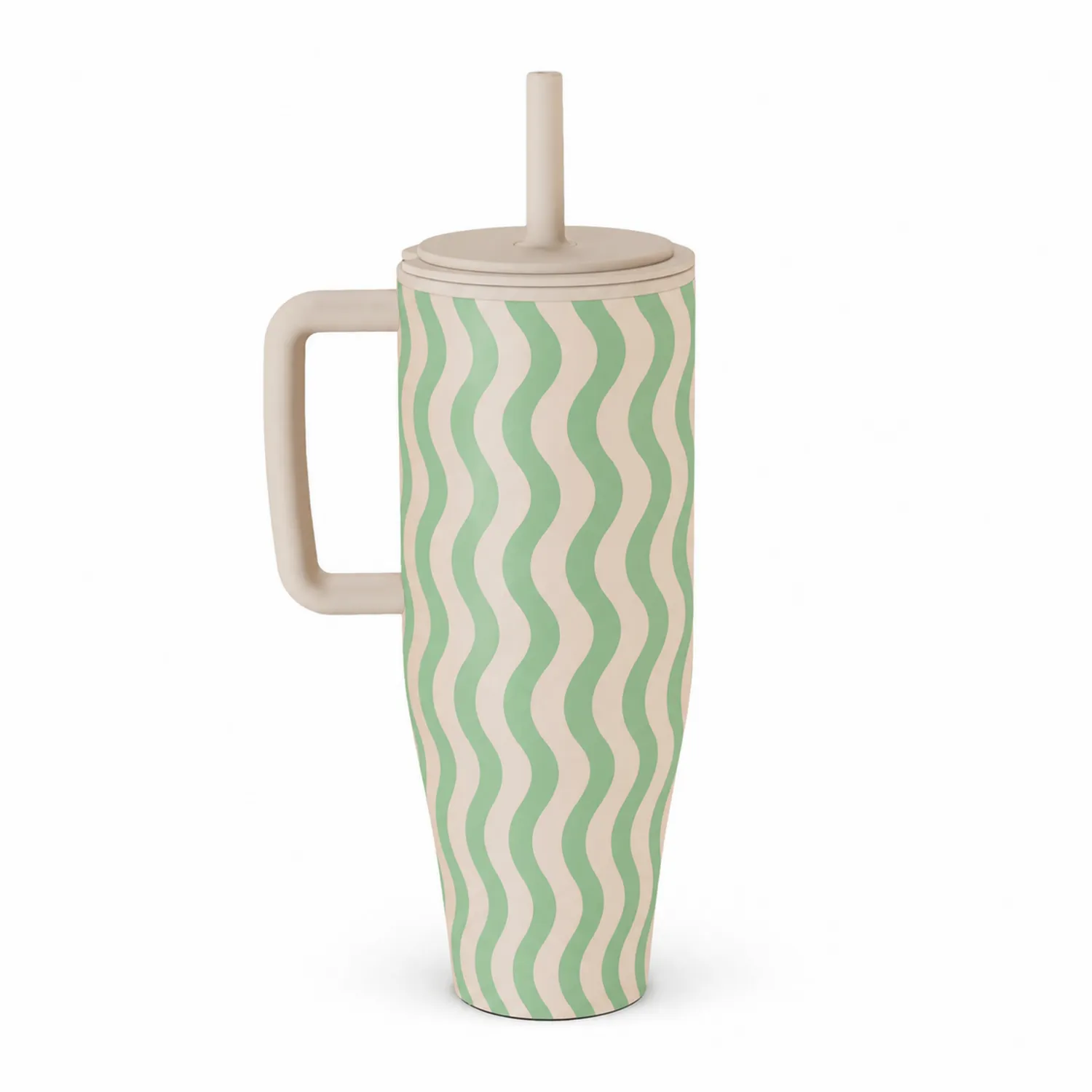 Tasse à Paille Motif Vagues Vertes