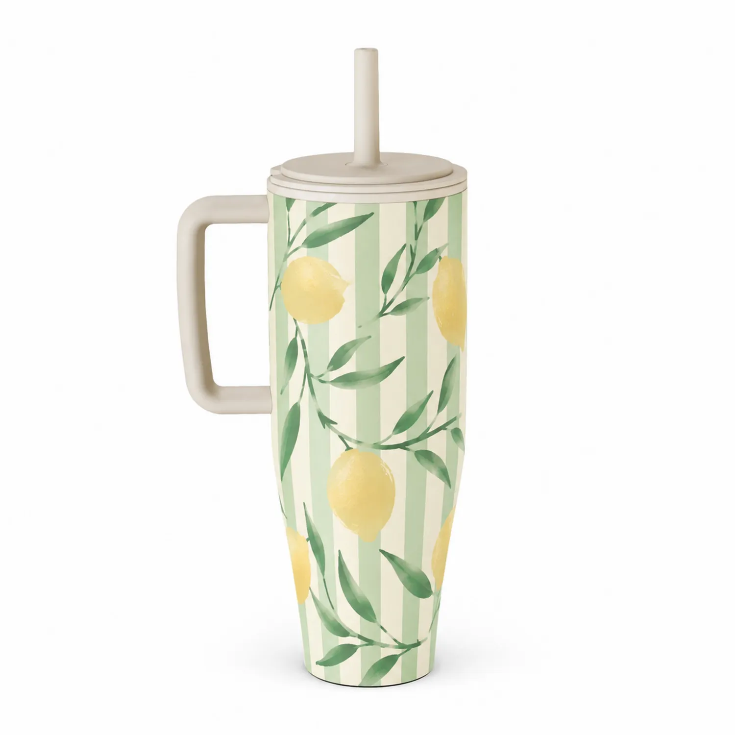 Tasse avec Paille Motif Citron 600ml