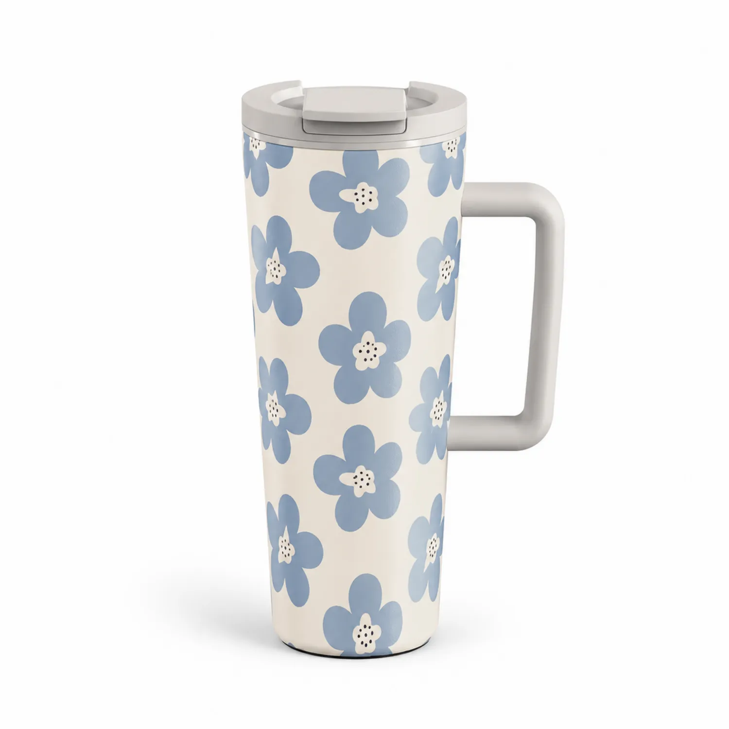 Tasse de Voyage Isotherme à Motif Floral Bleu