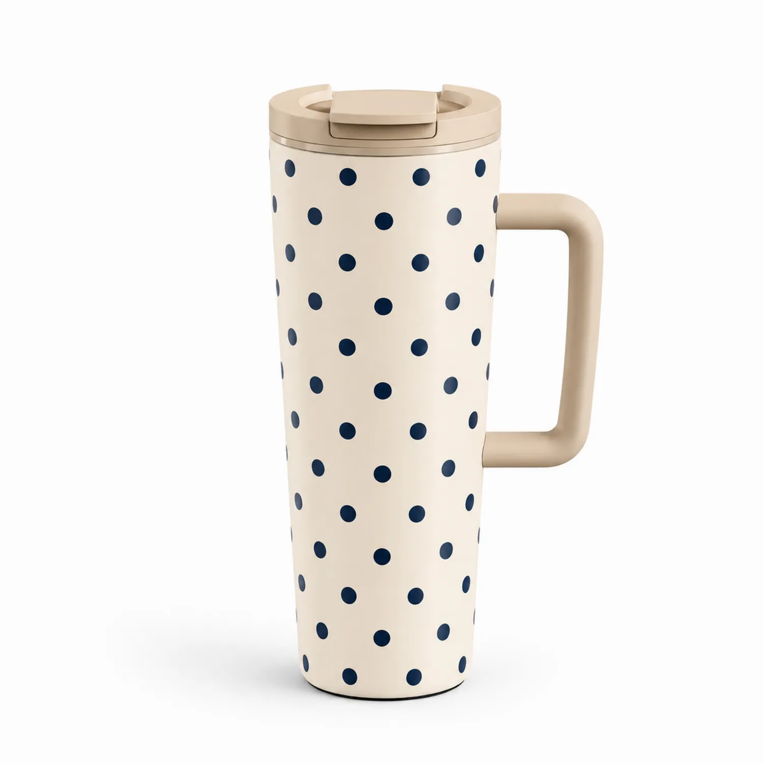 Tasse de voyage isotherme à pois crème et bleu marine