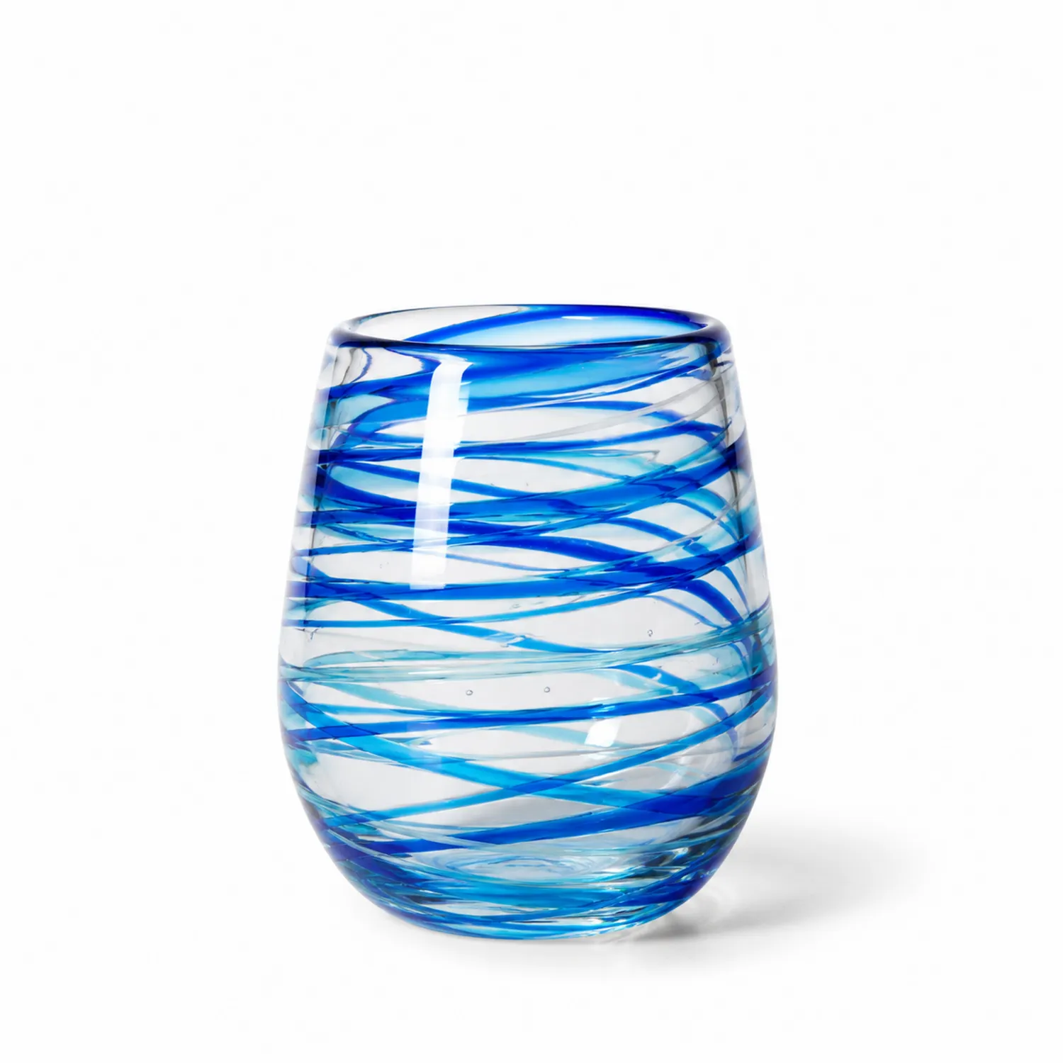 Verre à eau spiralé bleu et transparent