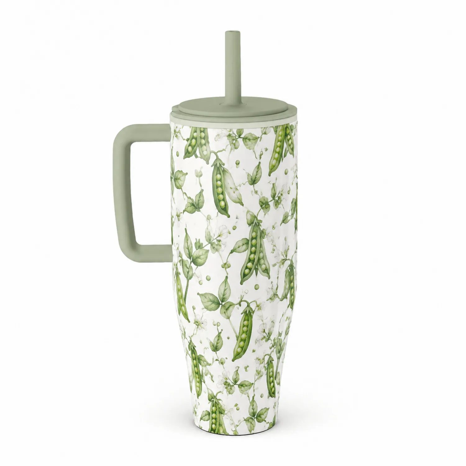 Tasse isotherme avec motif de petits pois et paille 700ml