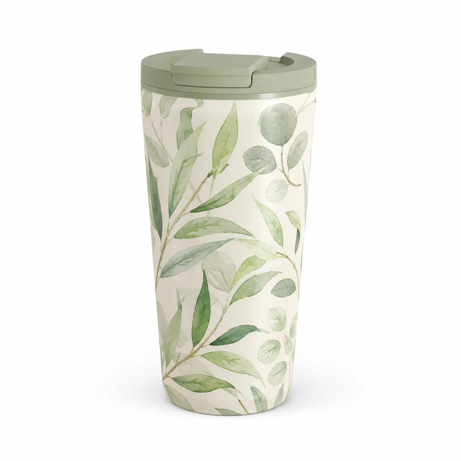 Mug de Voyage Isotherme 500ml Motif Feuilles Vert