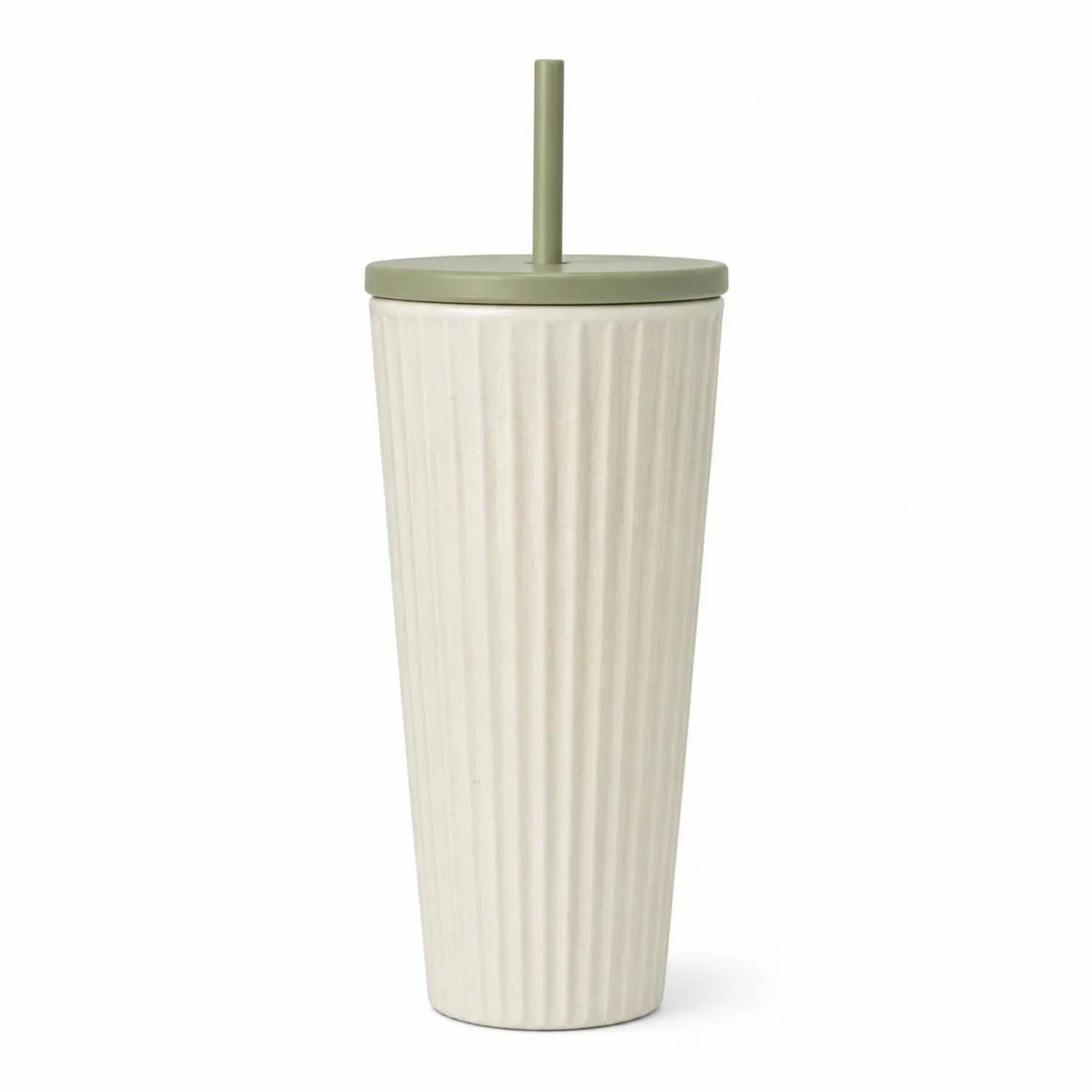 Gobelet isotherme avec paille 500ml crème et vert