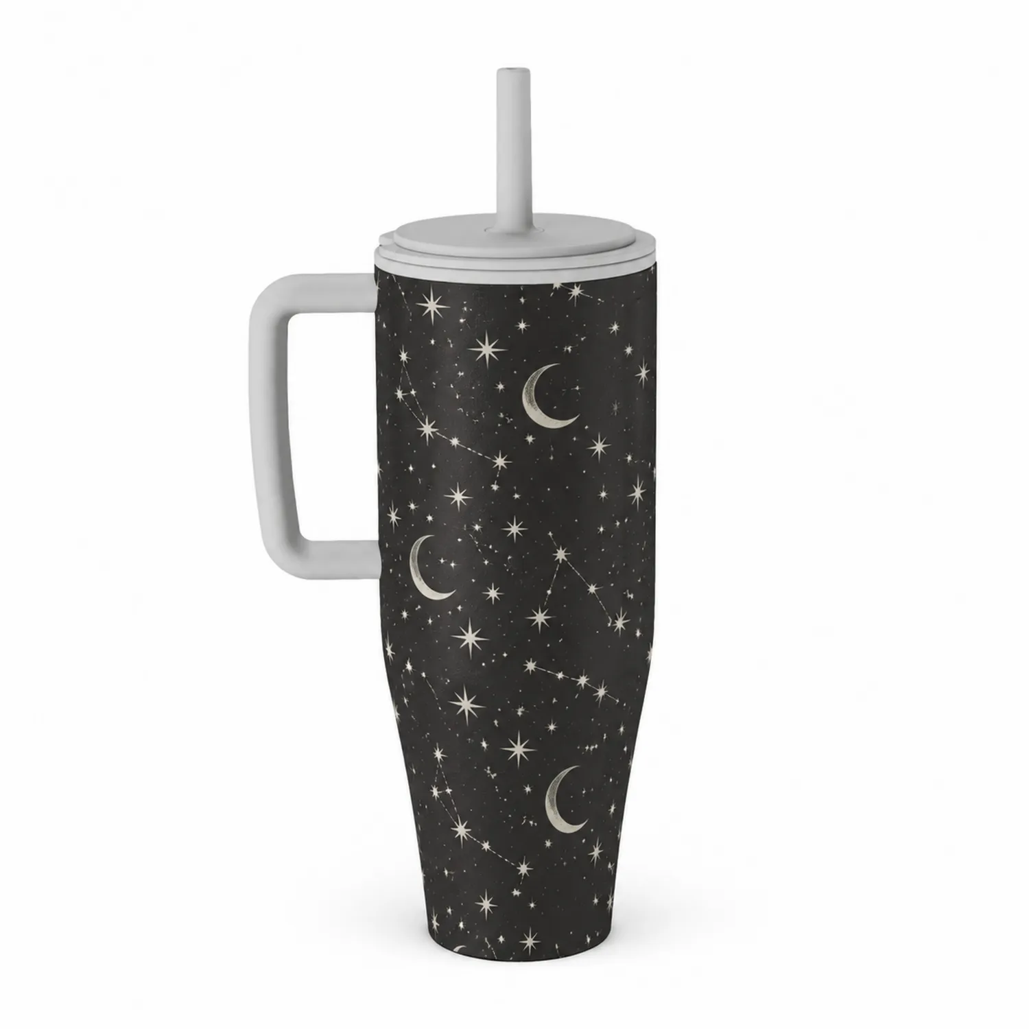 Grand Gobelet Isotherme avec Paille Motif Lune