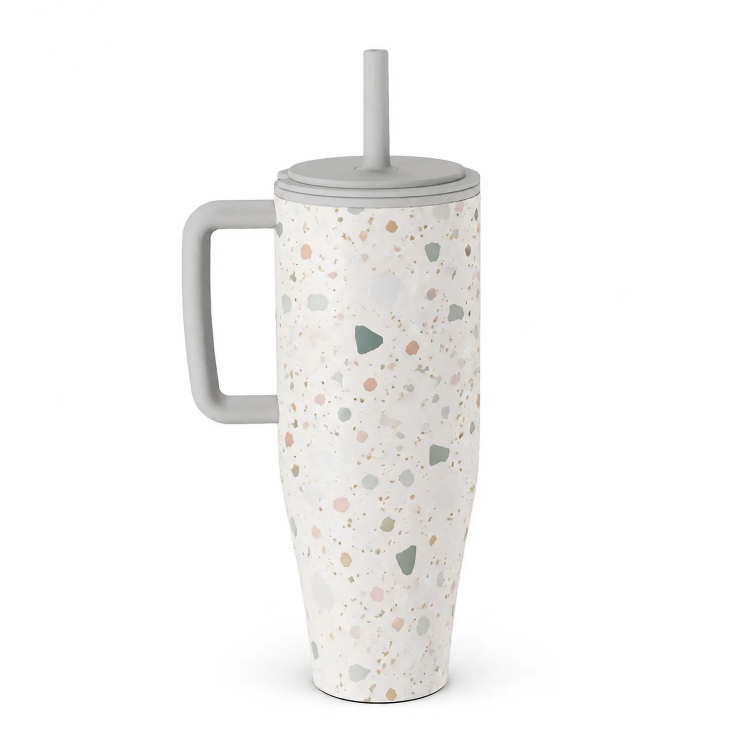 Gobelet isotherme 700 ml à paille motif terrazzo