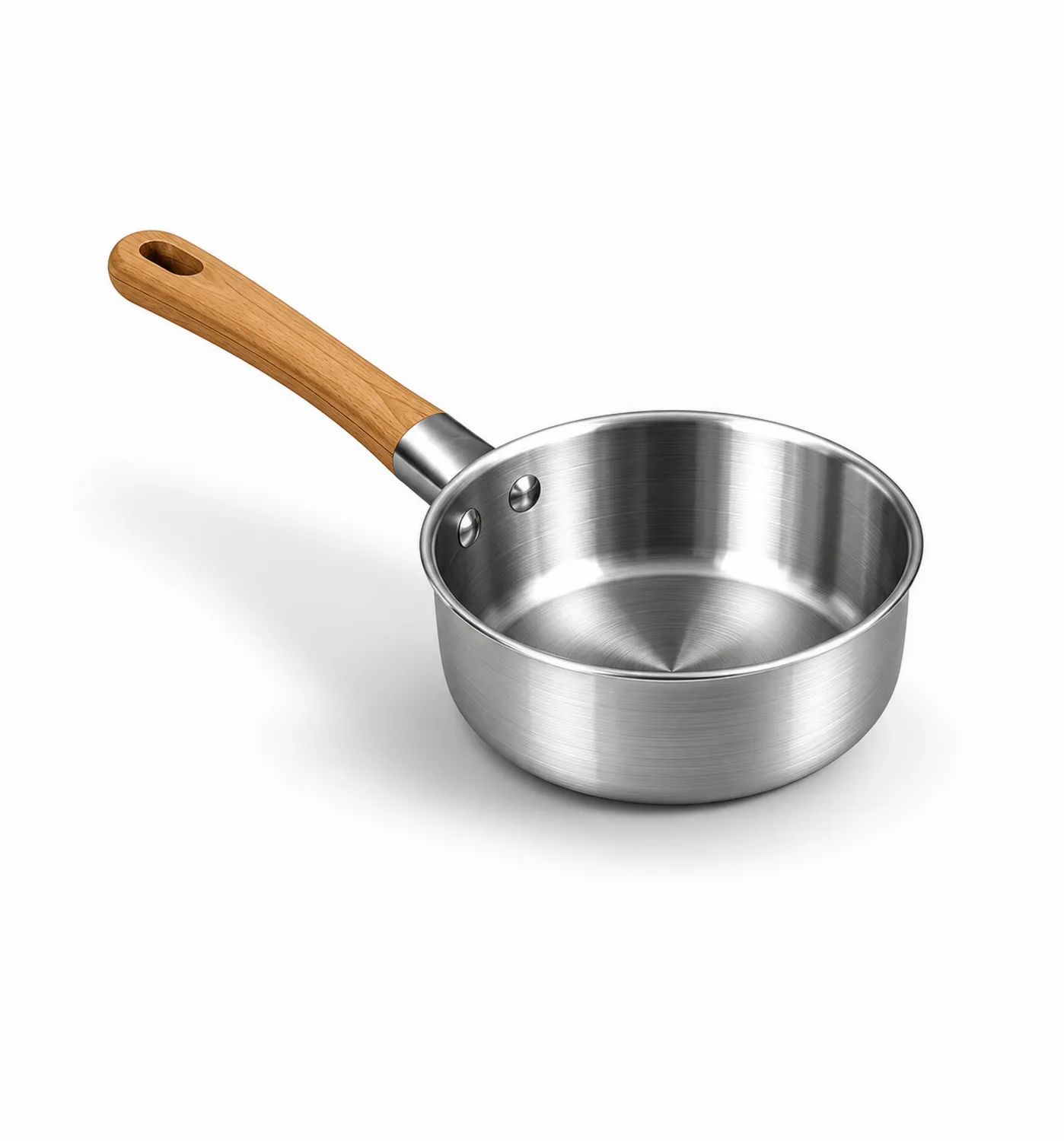 Casserole en Acier Inoxydable 1.5L avec Manche en Bois