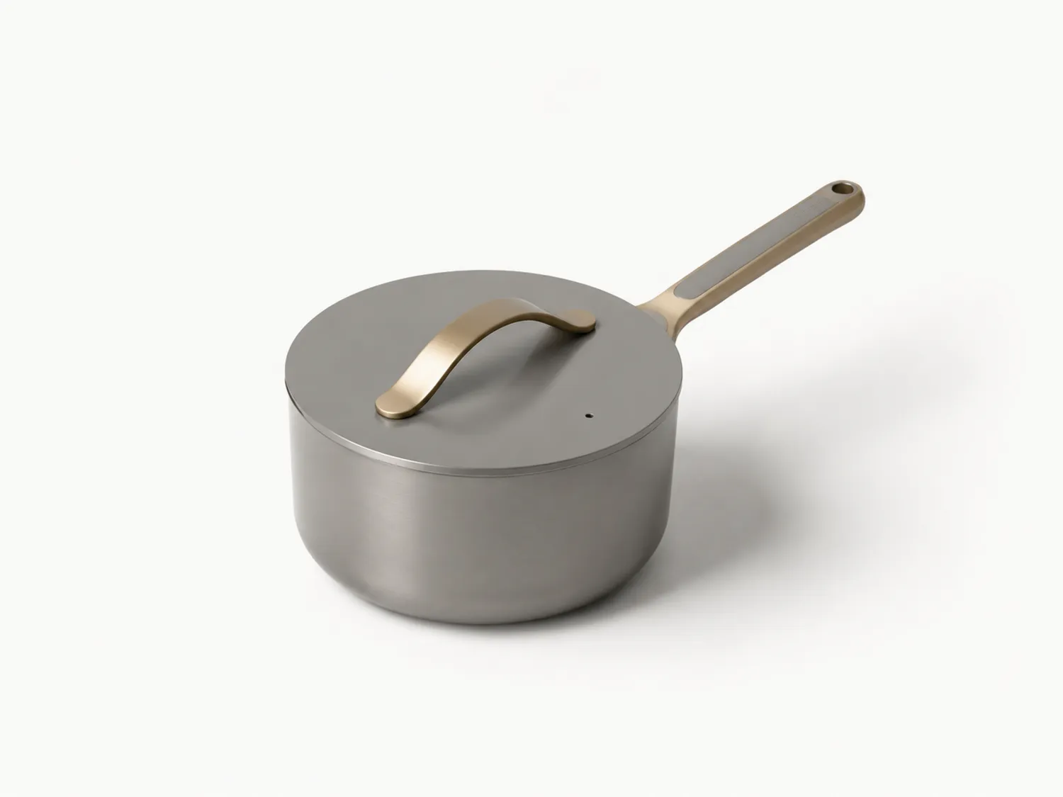 Casserole Gris avec Couvercle et Poignée Dorée