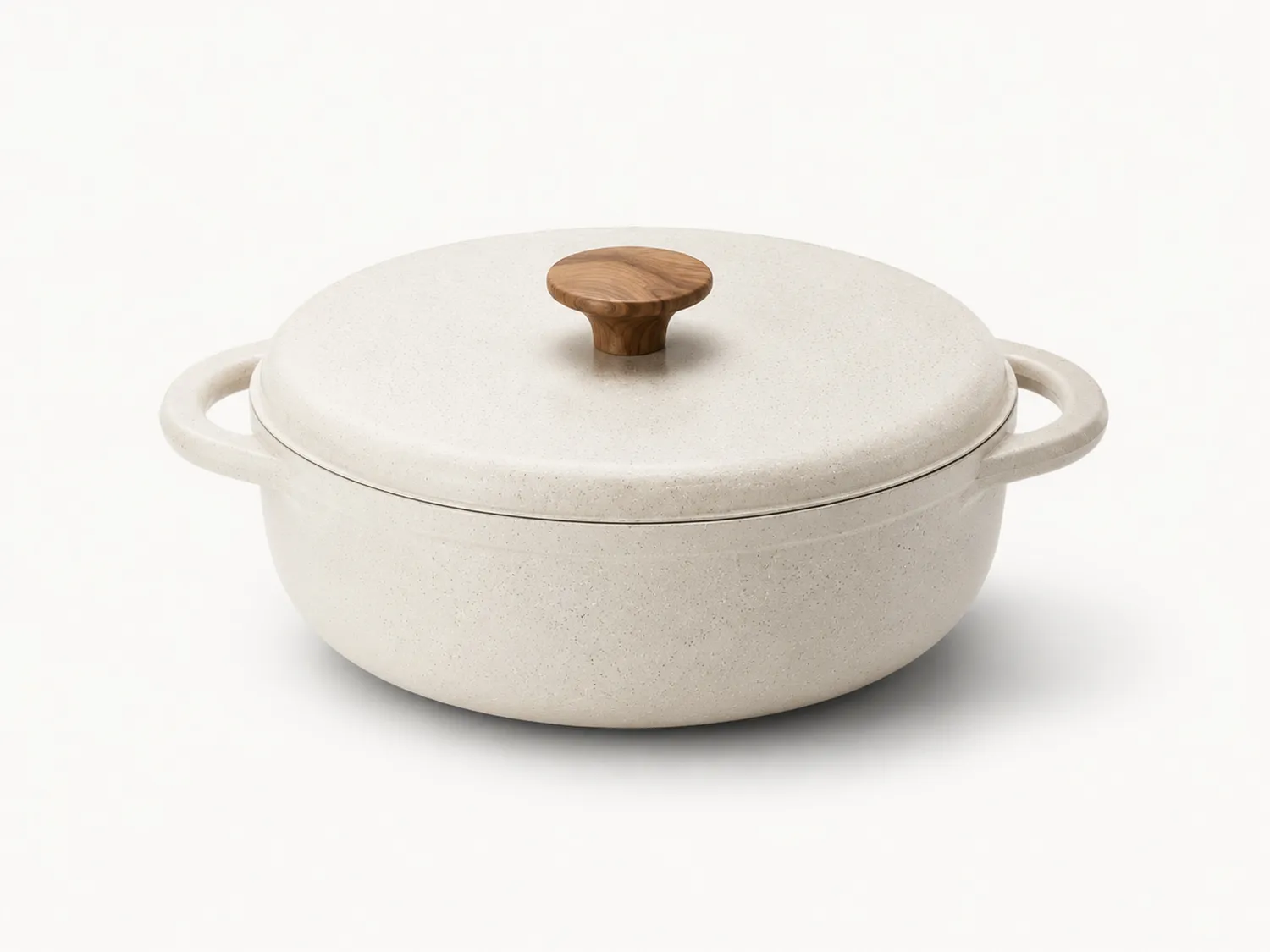 Cocotte Ronde en Blanc avec Poignée en Bois - 4L