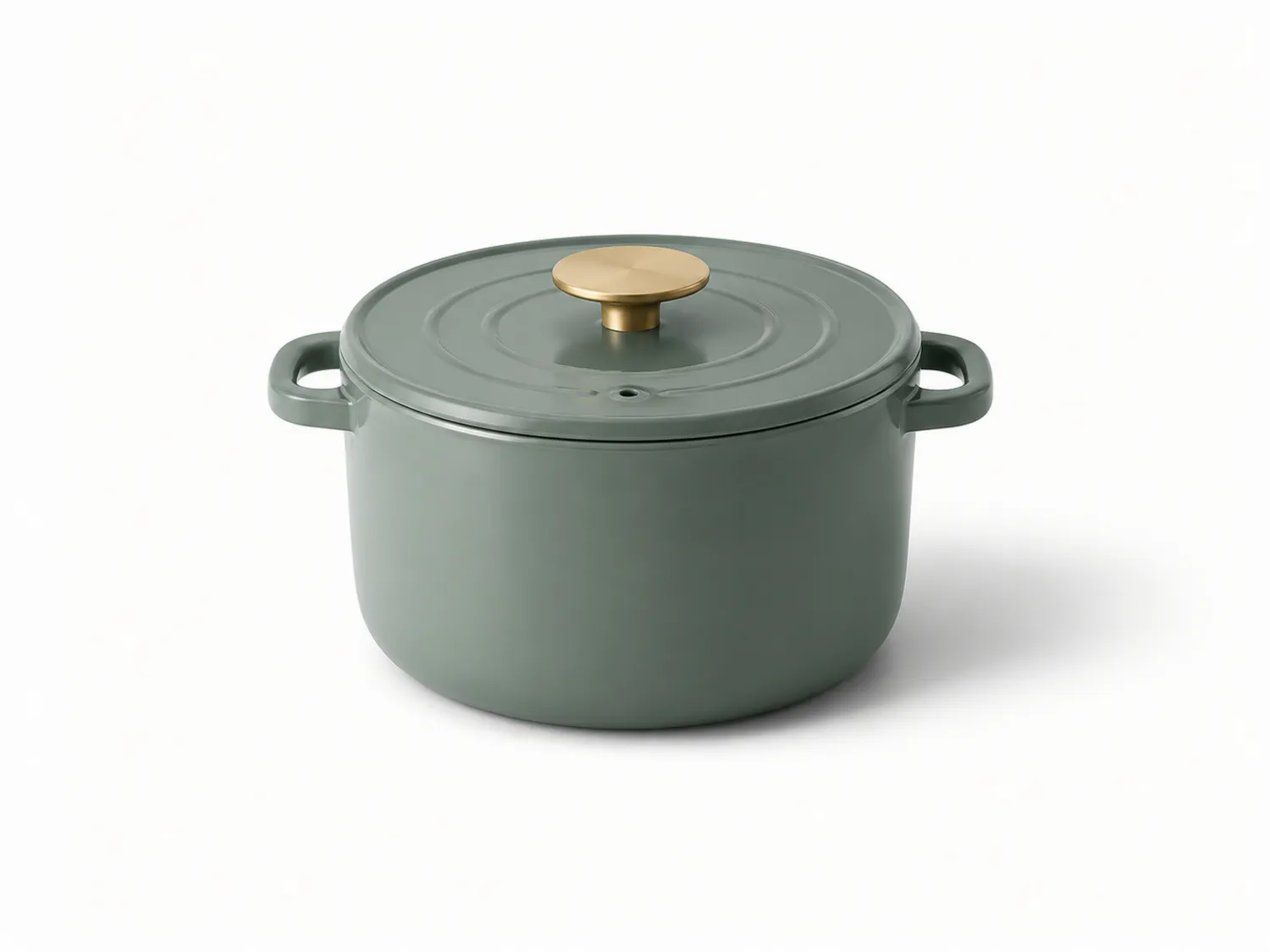 Casserole Ronde Émaillée Verte 5L avec Poignée Dorée
