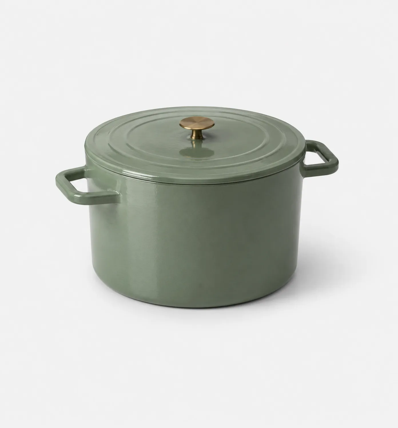 Cocotte en fonte avec couvercle en vert olive - 6 litres
