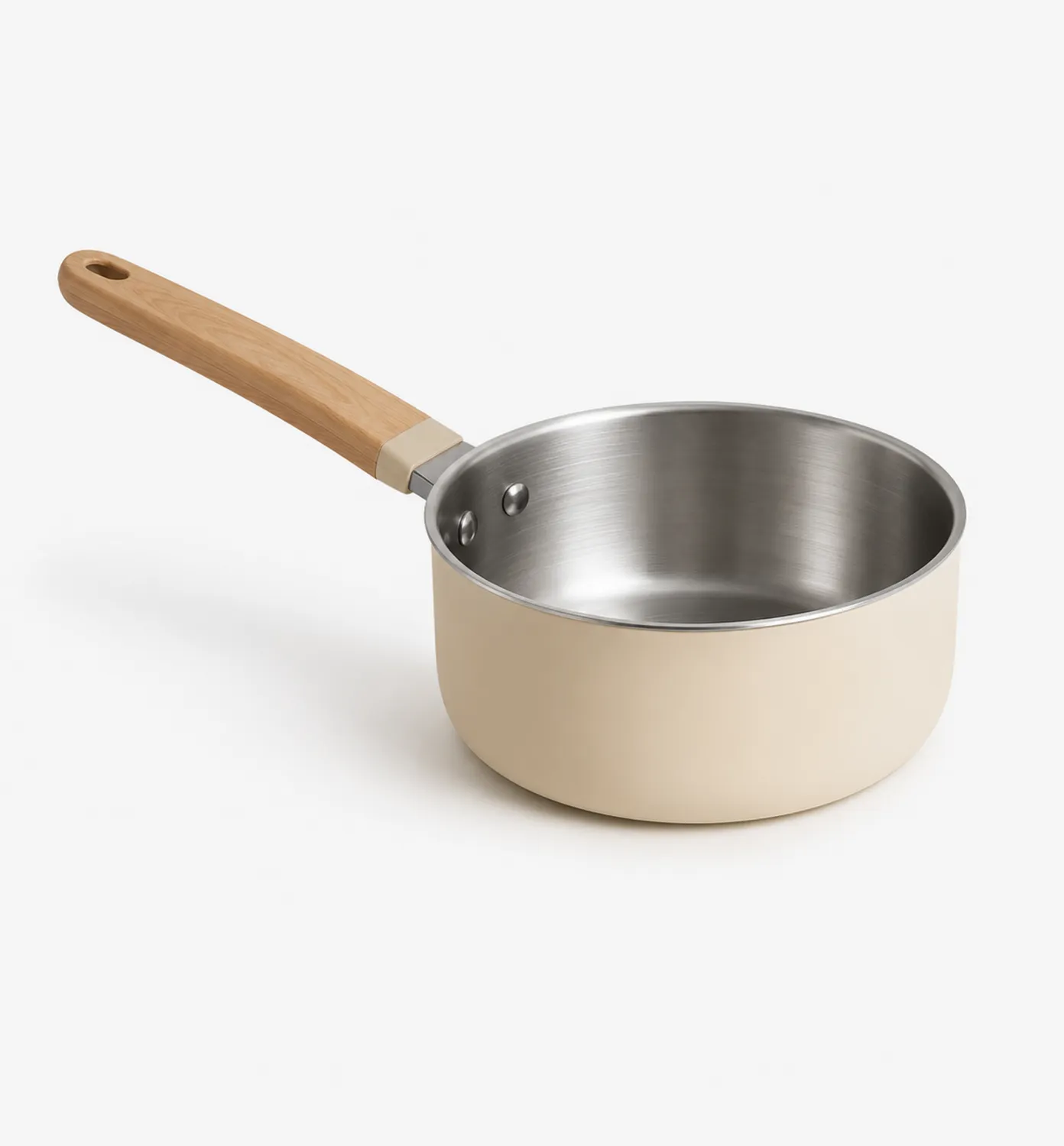 Casserole Crème en Acier Inoxydable avec Manche en Bois 1L