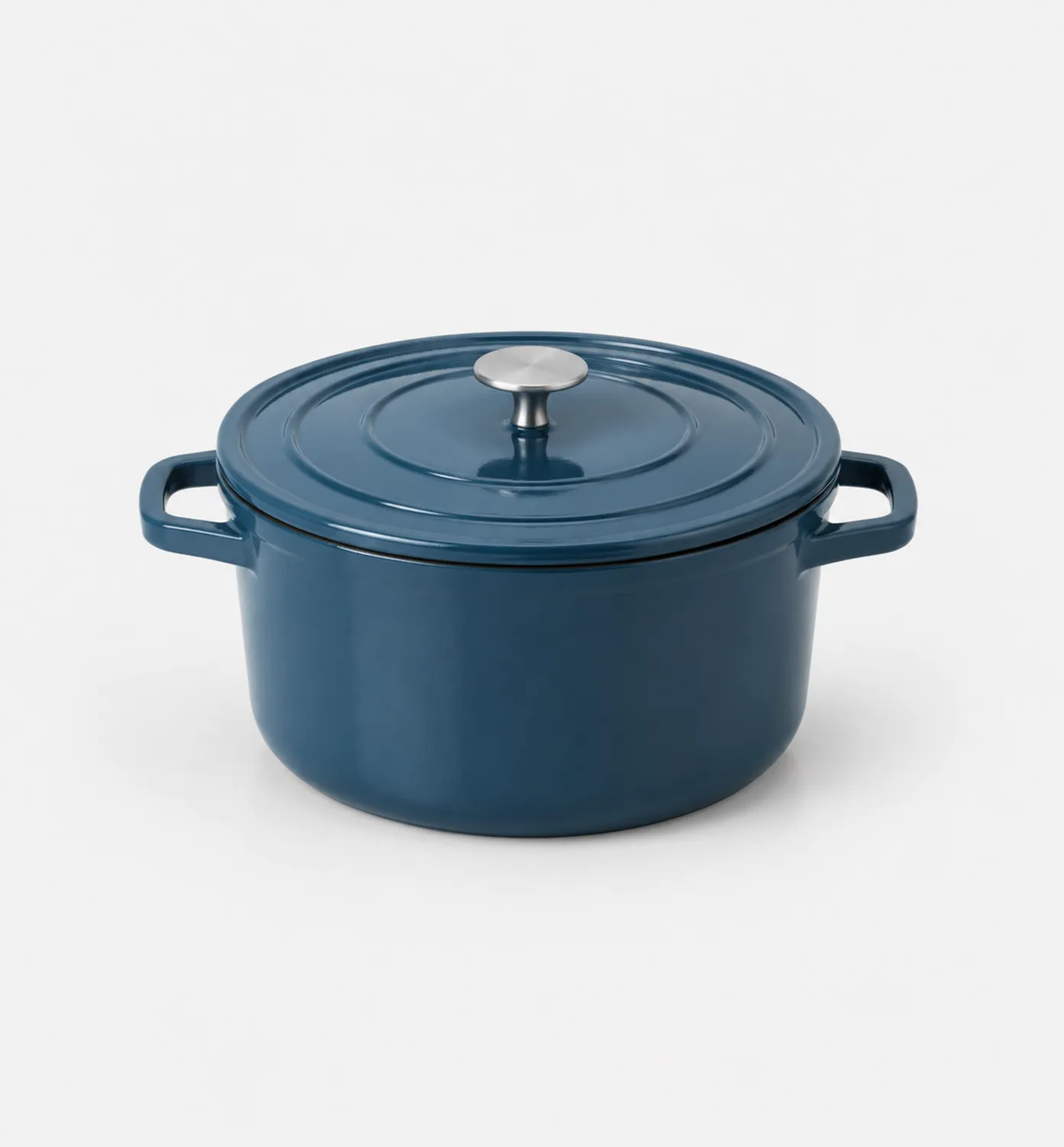 Faitout rond en fonte émaillée bleu 6L