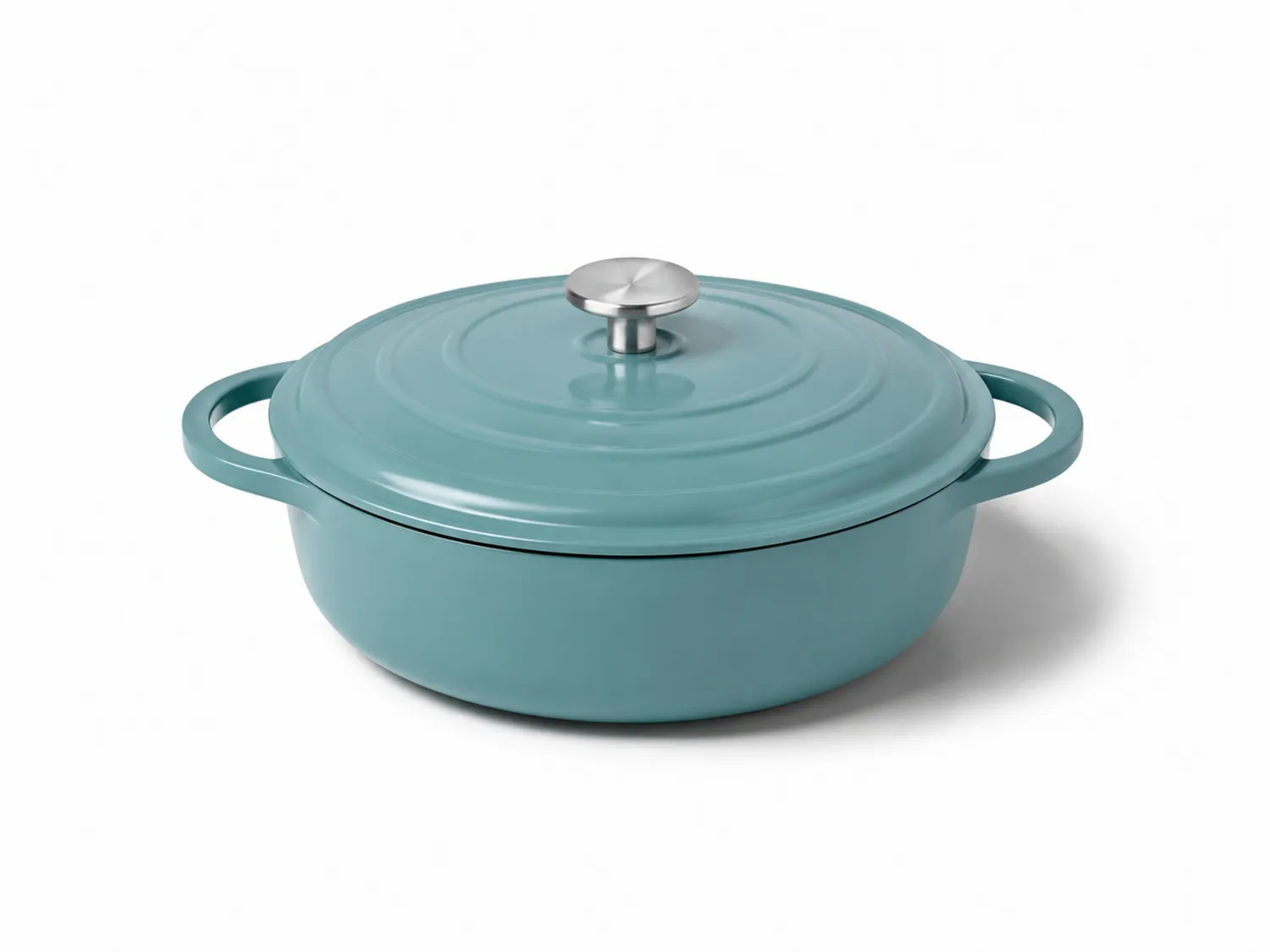 Cocotte en fonte émaillée turquoise 5L avec couvercle