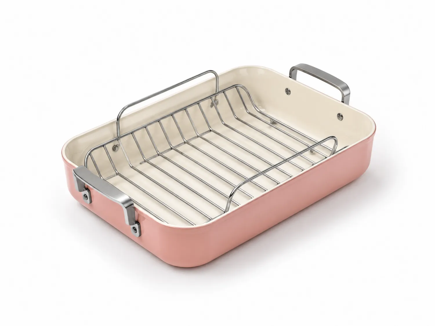 Rôtissoire en céramique avec grille amovible - Rose