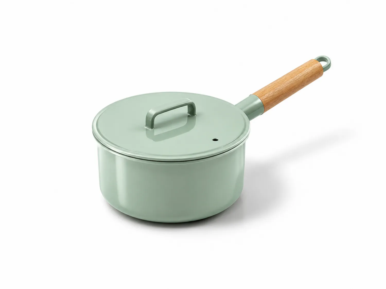 Casserole vert sauge avec couvercle en acier émaillé