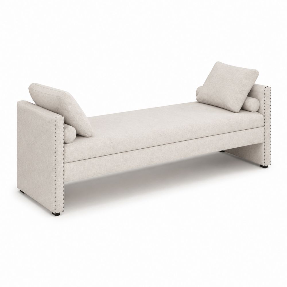 Panca rettangolare in tessuto poliestere beige