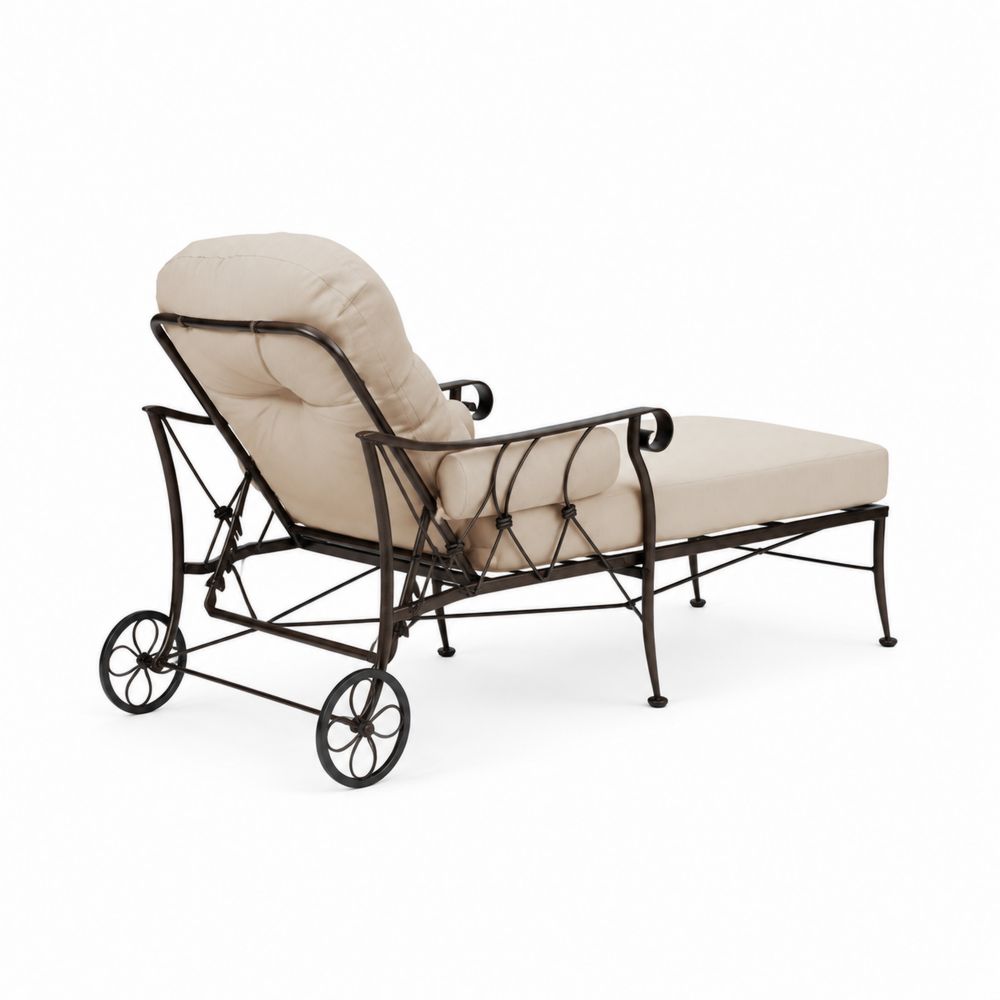 Sdraio in Metallo con Cuscino in Poliestere Beige