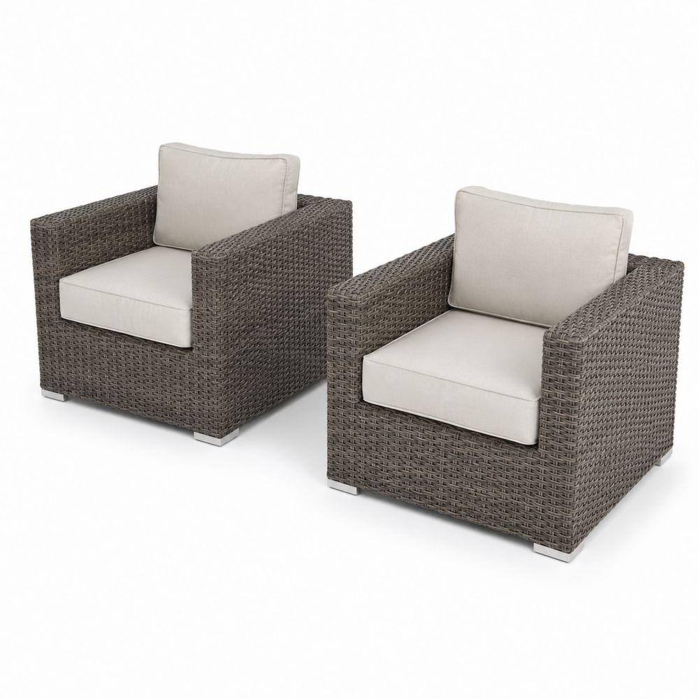 Set di 2 poltrone da esterno in rattan con cuscini