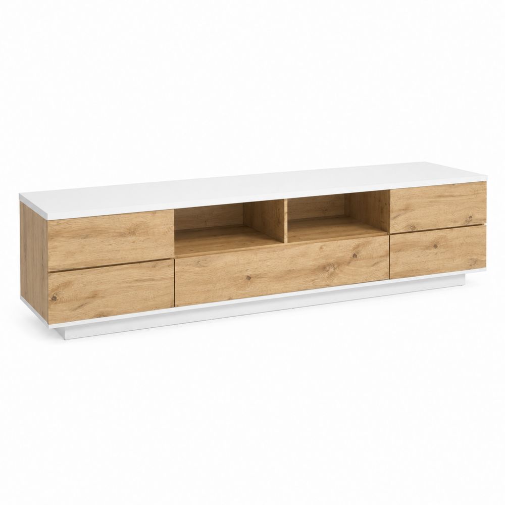 Mobile TV in Legno MDF Rovere e Bianco 180x40x45 cm