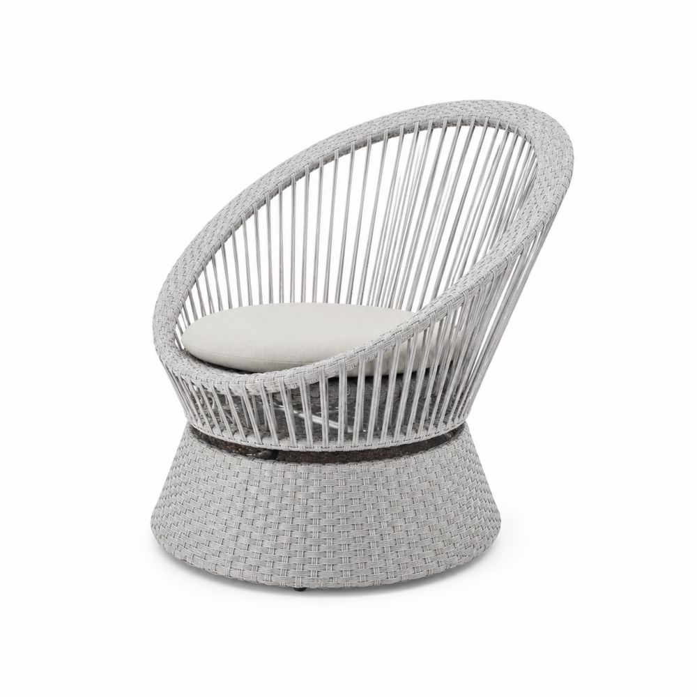 Poltrona da Esterno Rotonda in Rattan con Cuscino