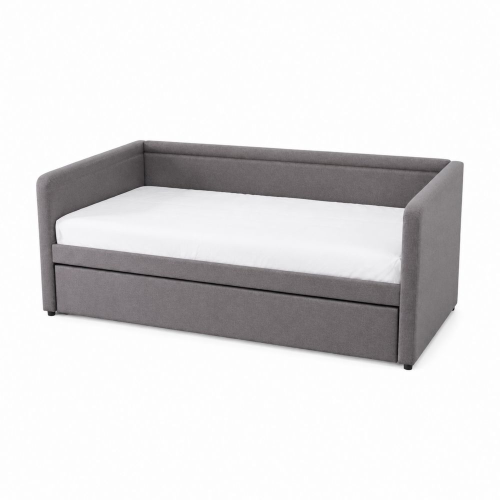 Daybed rettangolare regolabile in tessuto grigio