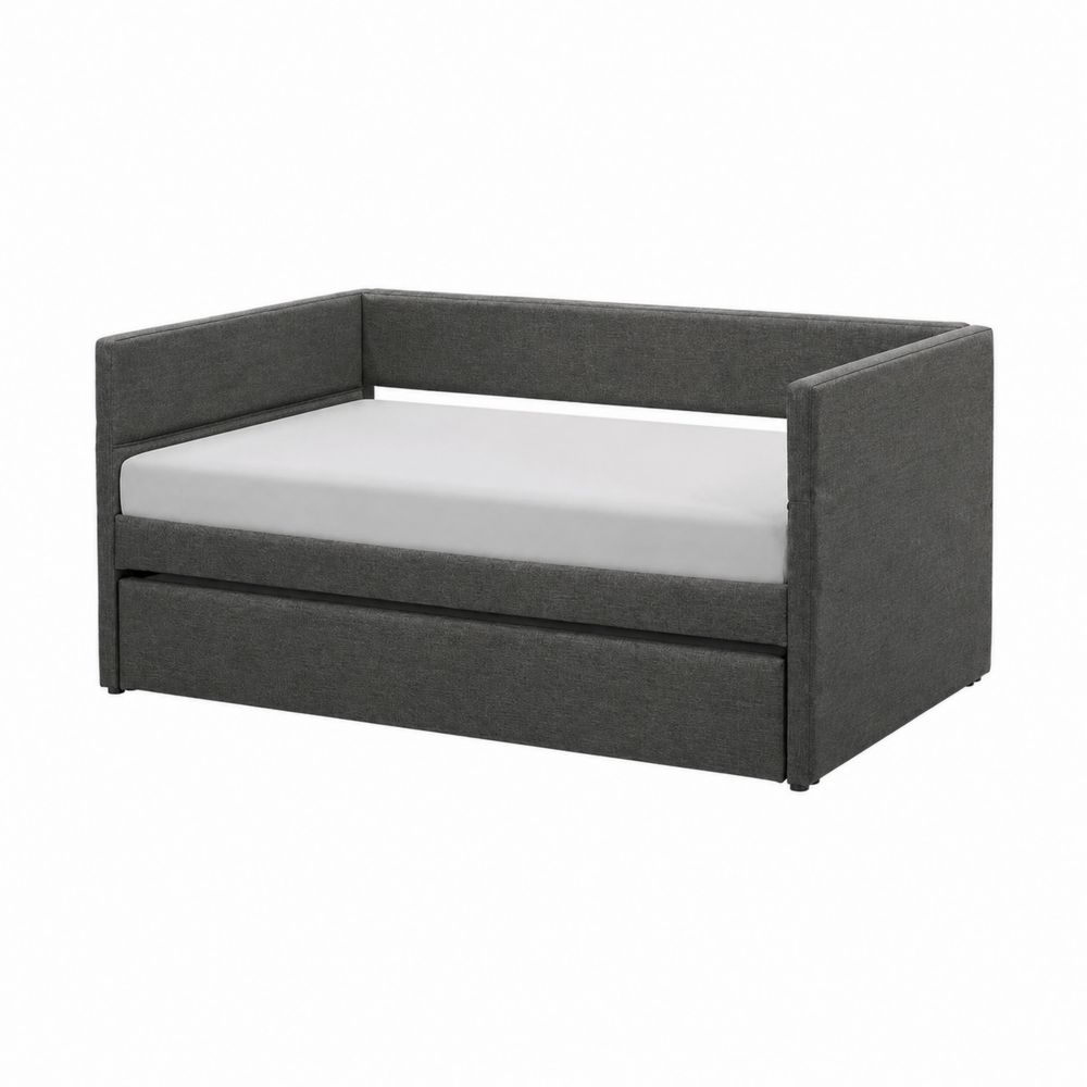 Divano Letto in Tessuto Grigio Scuro con Letto Estraibile