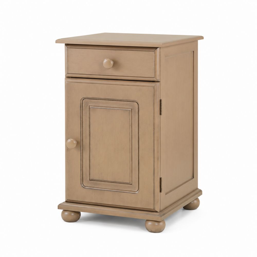 Mobiletto in legno massello Beige con cassetto e anta 75x40x35 cm