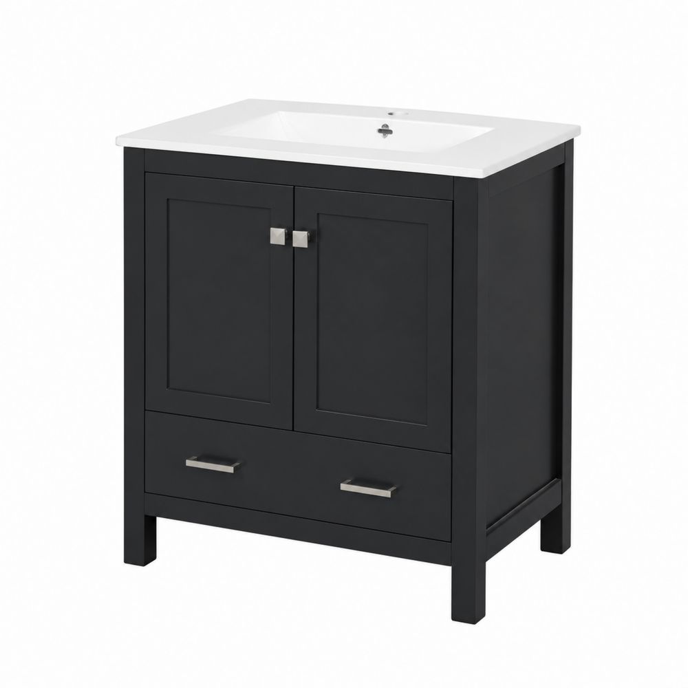 Mobile sottolavabo bagno 80x45x85 cm in legno composito Nero