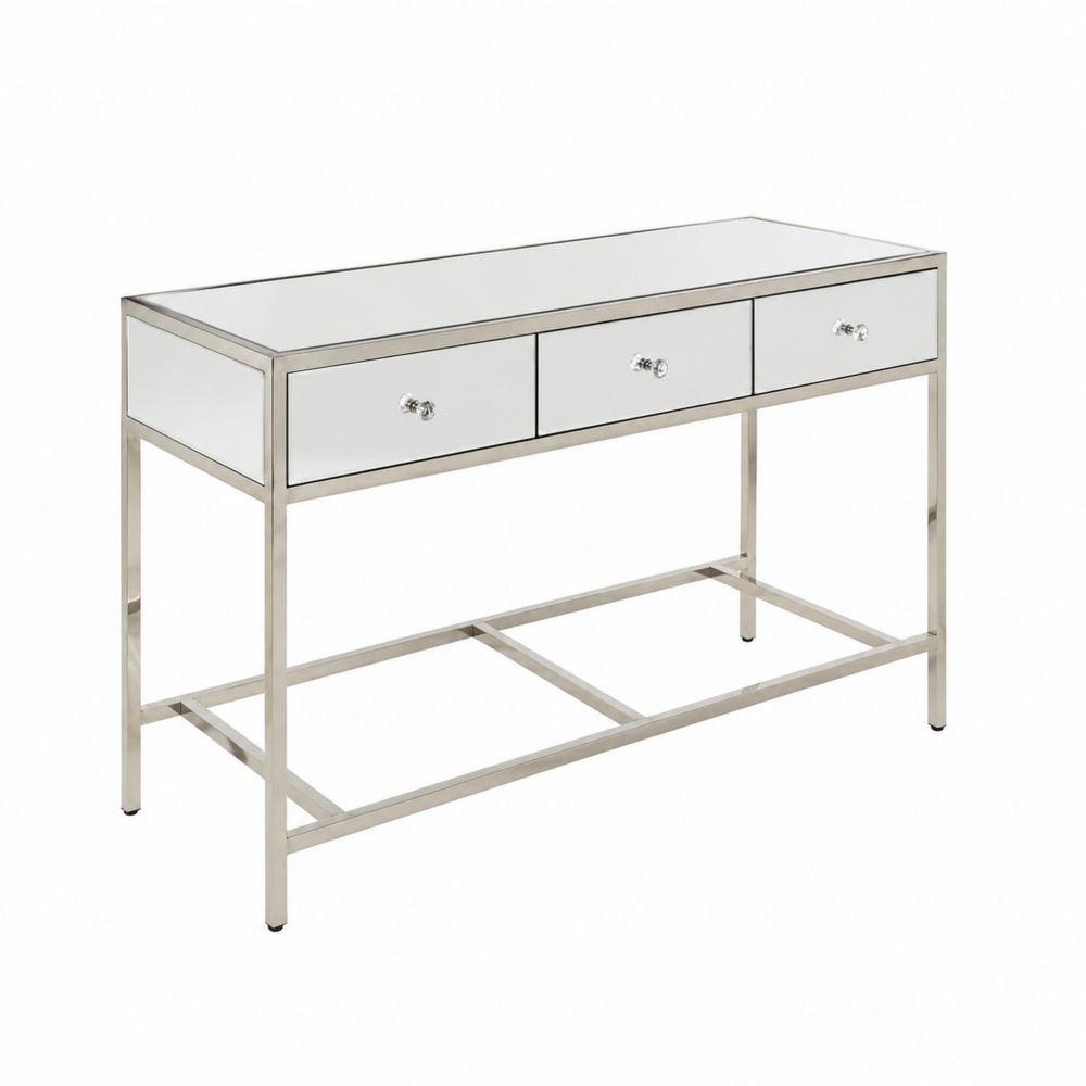 Consolle in Vetro e Struttura in Acciaio Argento 120x35x75 cm