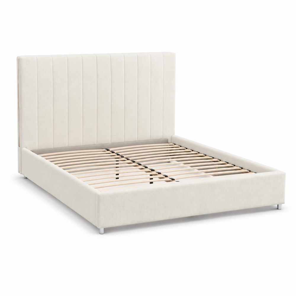 Letto matrimoniale in tessuto Beige 200x160 cm