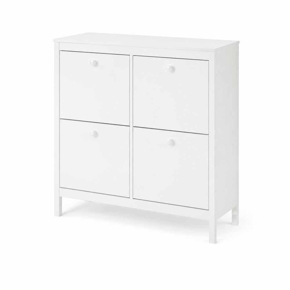 Scarpiera ingresso 4 scomparti legno bianco 80x90x24 cm