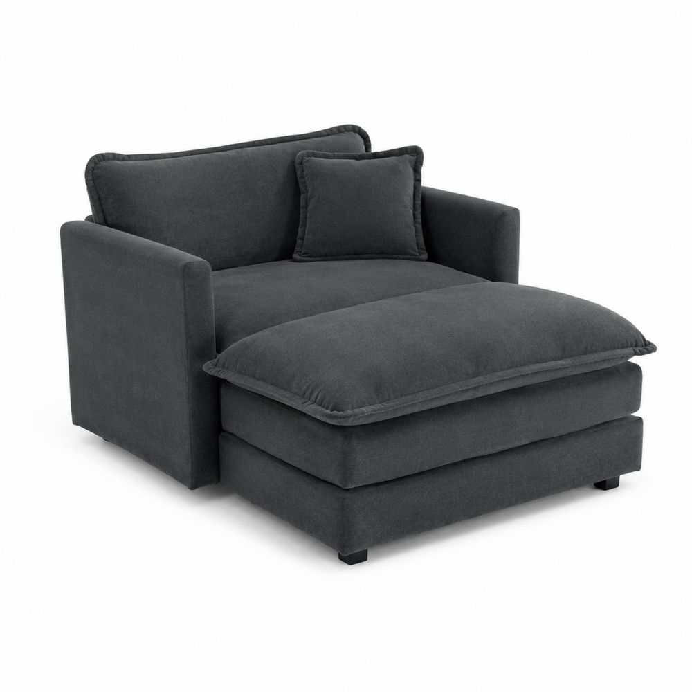 Divano chaise longue in tessuto grigio