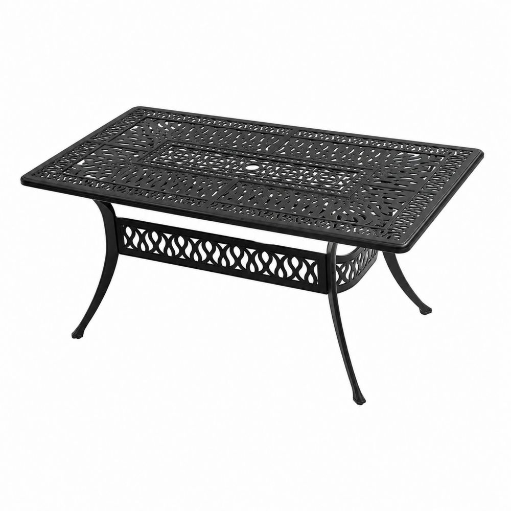Tavolino da Giardino in Metallo Nero 120x60 cm