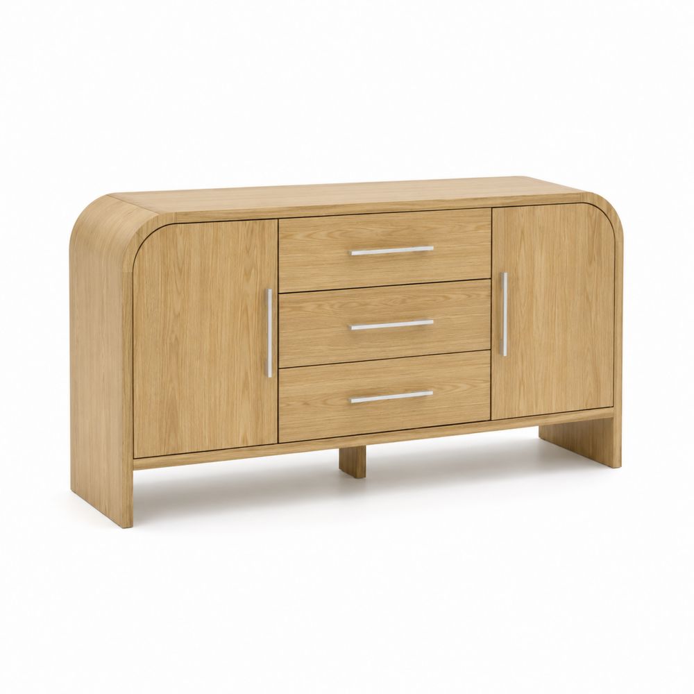 Credenza in Legno di Quercia con 2 Ante e 3 Cassetti