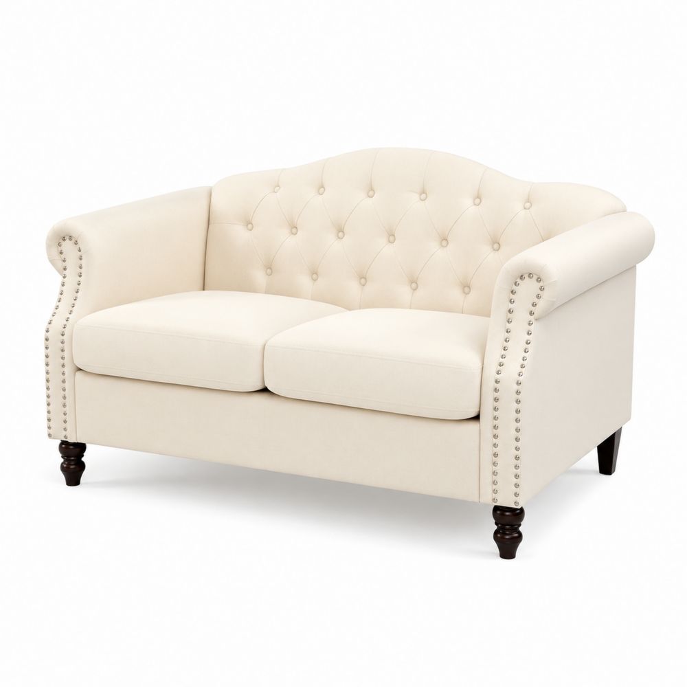 Divano Loveseat Due Posti in Poliestere Crema