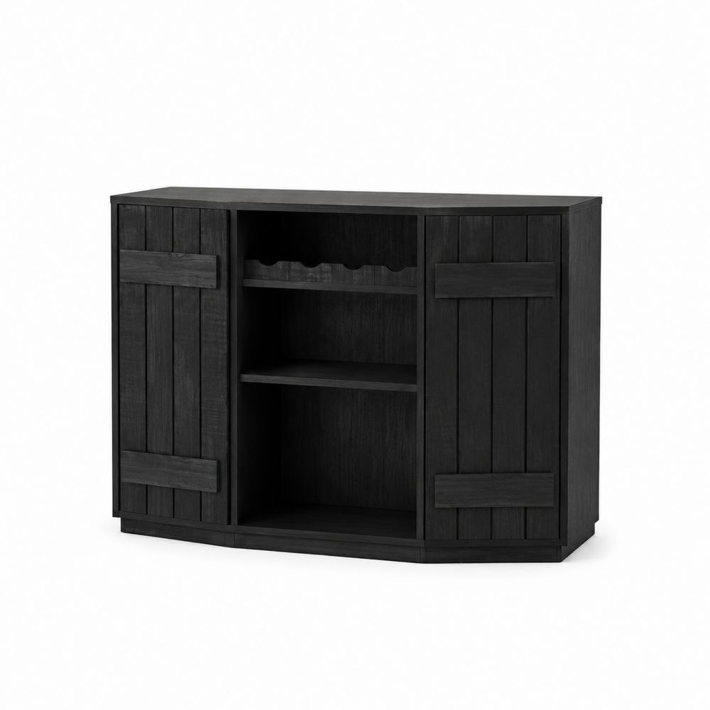 Credenza in legno nero con ante e mensole 105x40x85cm