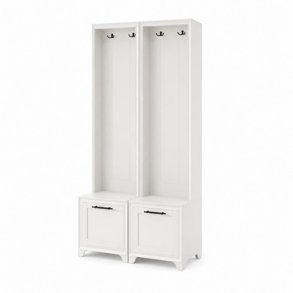 Appendiabiti in Legno MDF Bianco con Ganci e Ripiani