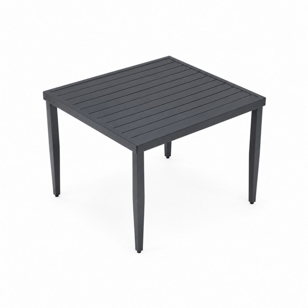 Tavolo da giardino quadrato in metallo nero 90x90x75 cm