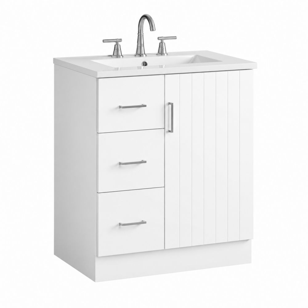 Mobile lavabo in MDF con ceramica e acciaio inox 60x85x45 cm Bianco
