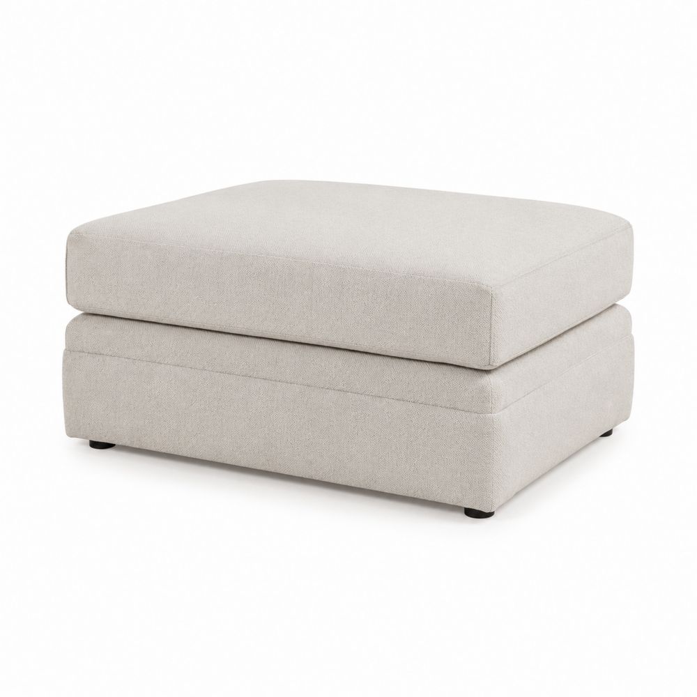 Pouf in Tessuto Grigio Chiaro con Riempimento in Schiuma 100x80x45 cm