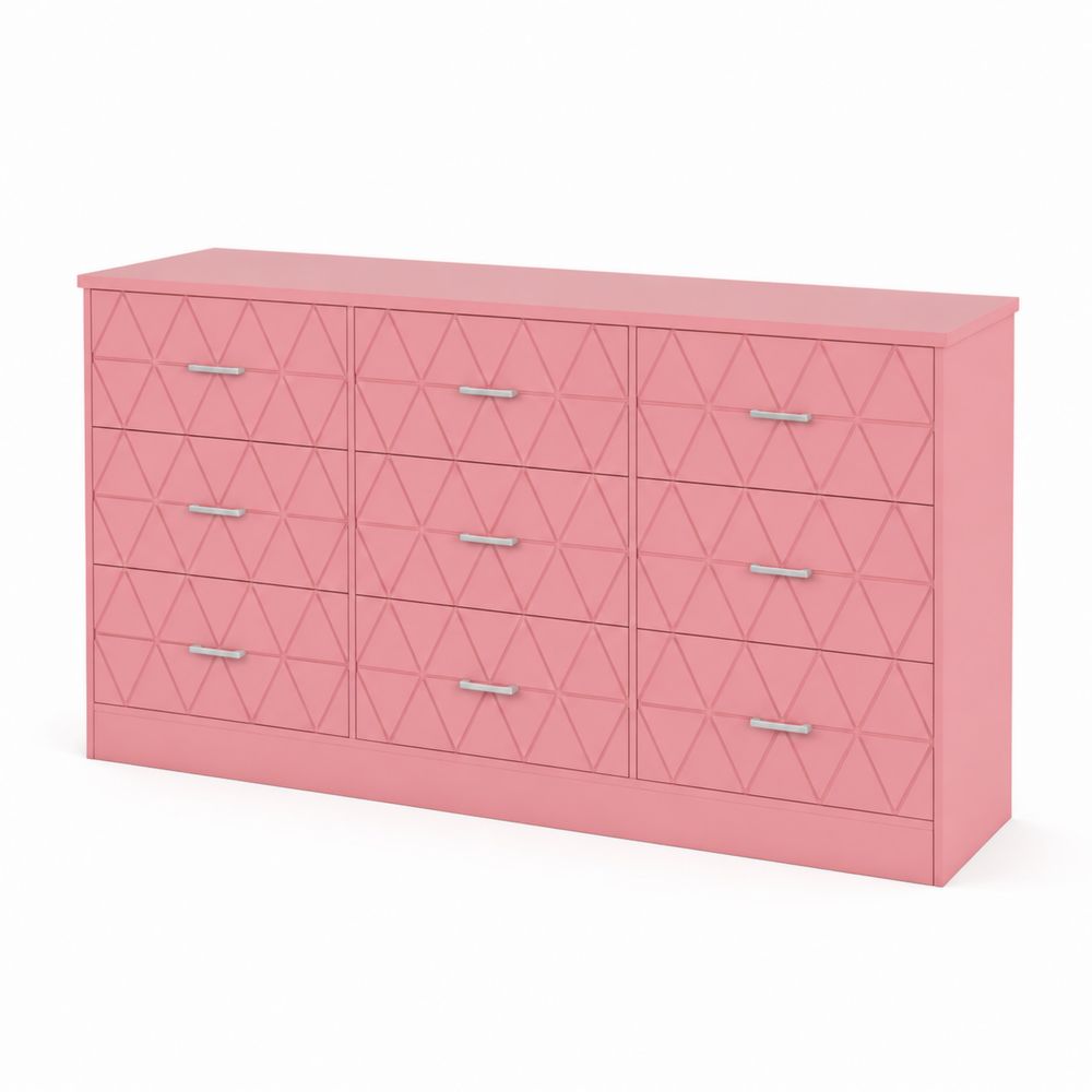 Cassettiera con 9 Cassetti in MDF Rosa