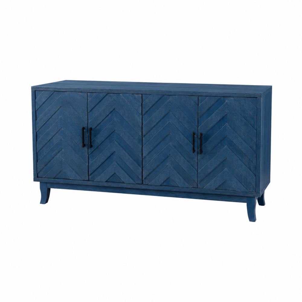 Credenza in legno blu con 4 ante