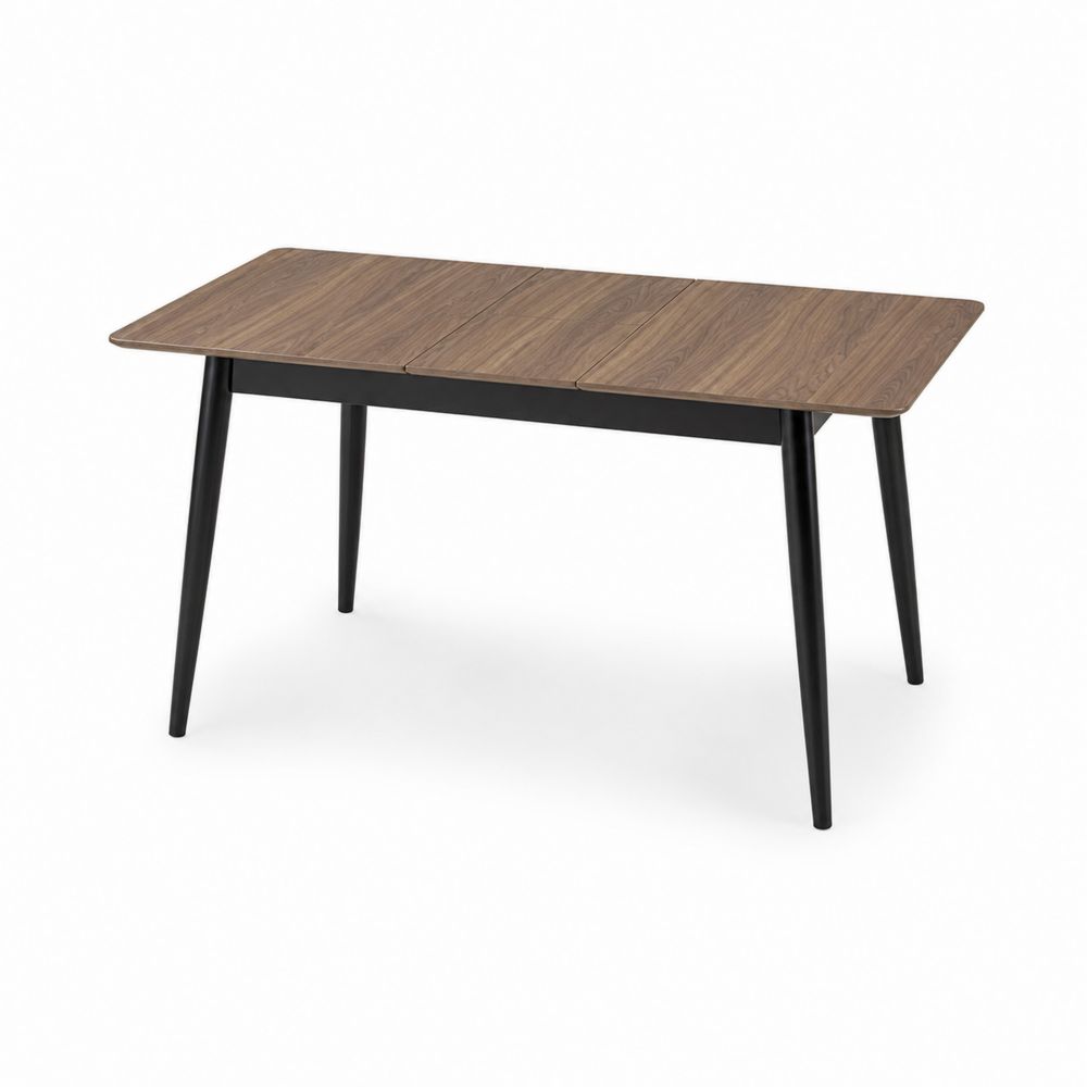 Tavolo da pranzo rettangolare legno impiallacciato noce e metallo nero 140x80 cm