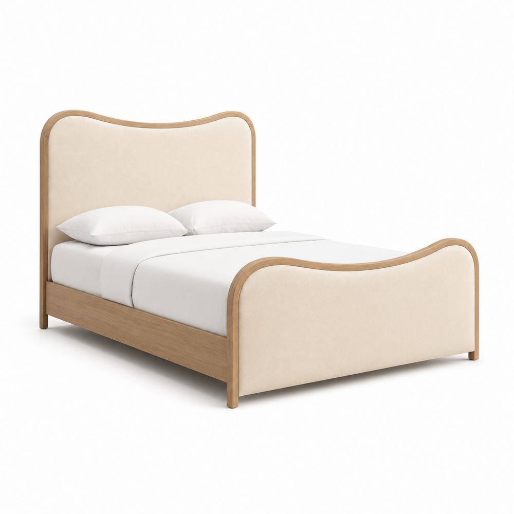 Letto in legno e tessuto Beige 200x160 cm