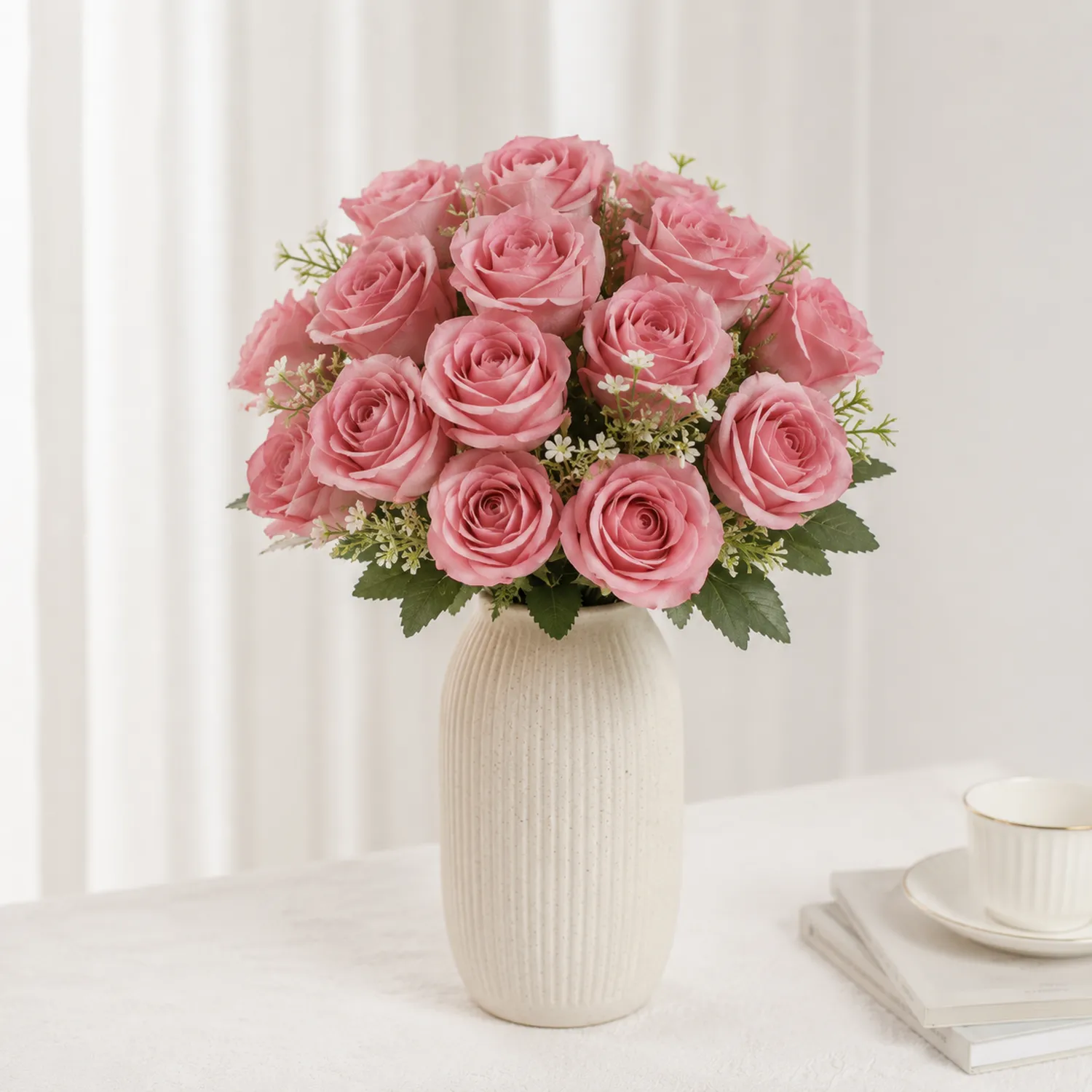Künstliche Rosenstrauß in Rosa, 12 Stück
