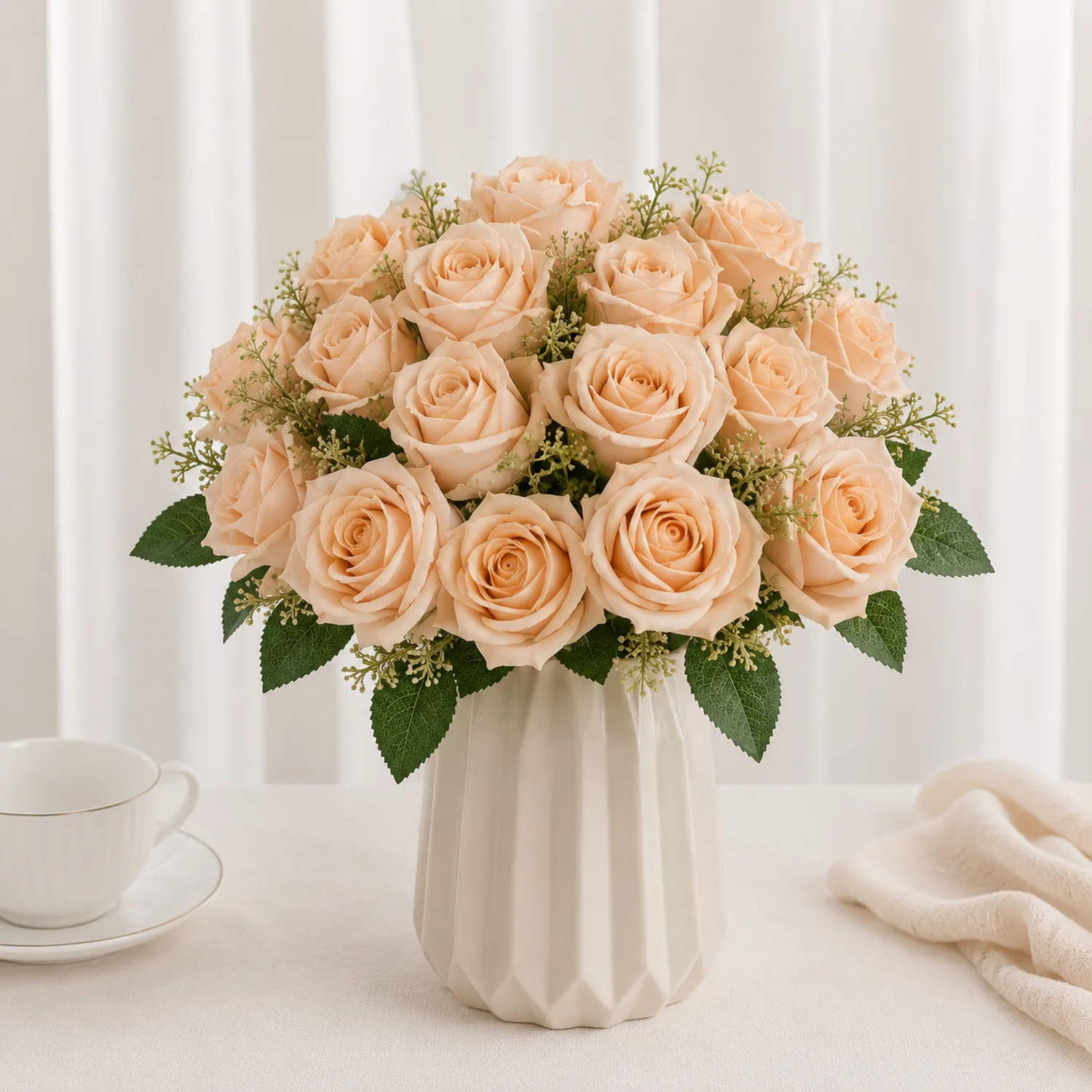 Künstlicher Rosenstrauß Beige 35 cm Dekoration