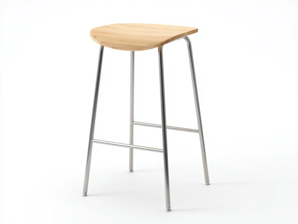Taburete de bar 43x41x82 cm - asiento de madera natural y estructura de acero - reposapiés bajo